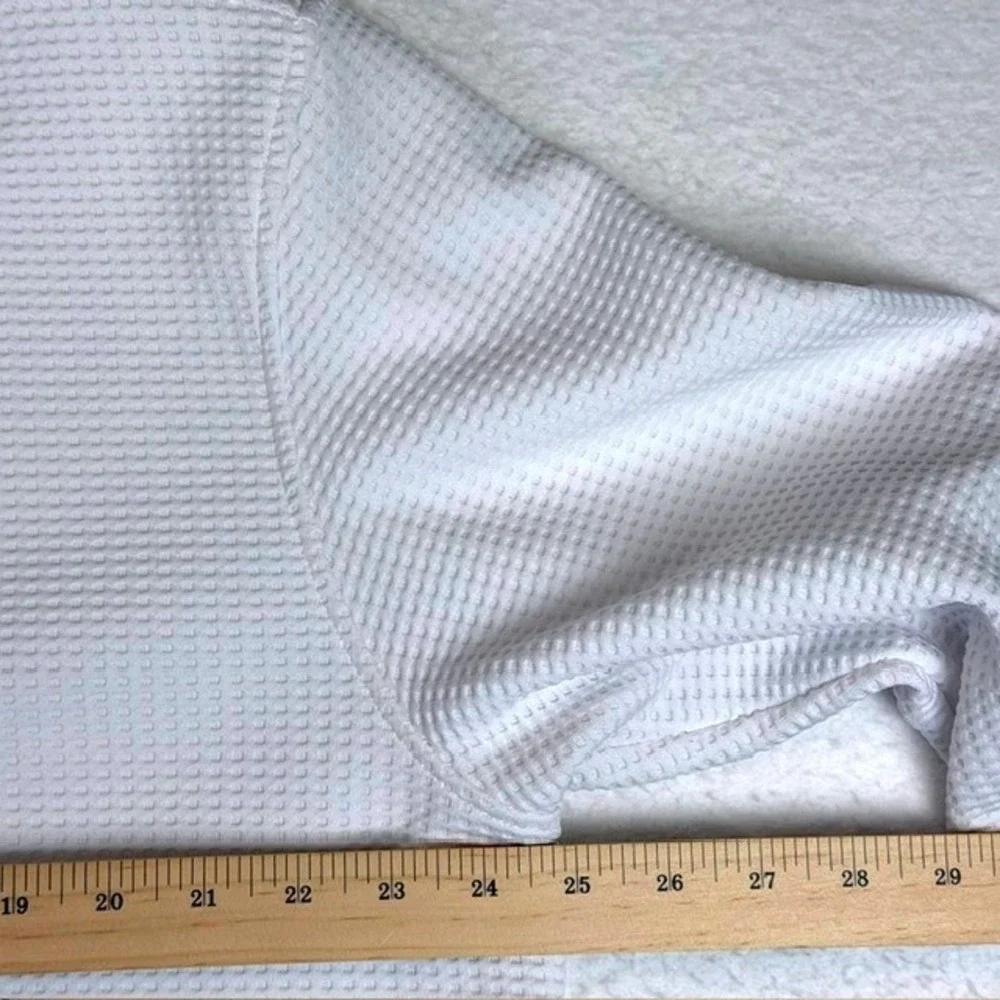 Straight Down Mens XXL White Waffle Knit Quarter Zip Pullover Golf Sweater Logo